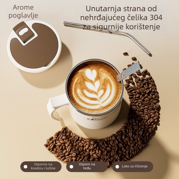 Šalica za čaj s infuzorom, od nehrđajućeg čelika 304, prijenosna, s poklopcem i žličicom