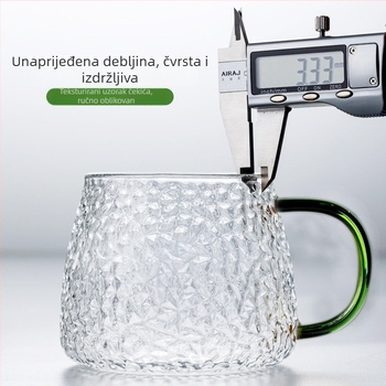 Čaša za vodu s drškom, japanskog stila, borosilikatno staklo, jednoslojna, otporna na visoke temperature