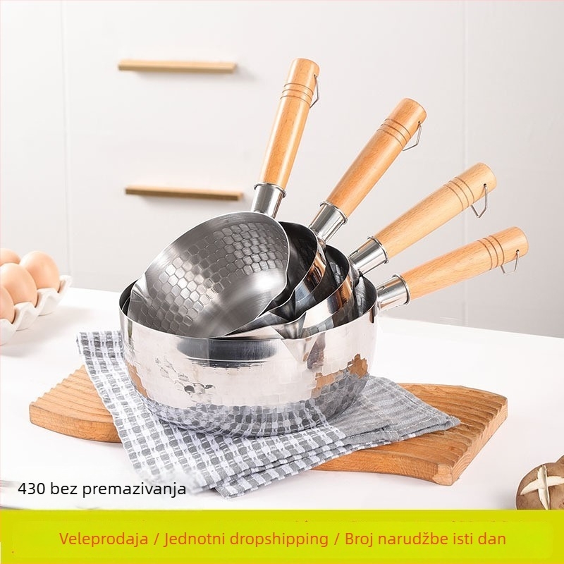 Lonac za mlijeko od 304 nehrđajućeg čelika, japanskog stila, bez premaza, s parovnikom i staklenim poklopcem, s jednim dnom, model 5485754