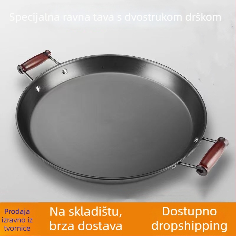Tegpanakij tiganj od kovanog željeza, bez premaza, univerzalna kompatibilnost s plinskim/indukcijskim pločama, s dvostrukim ručkama, model ZRDF001