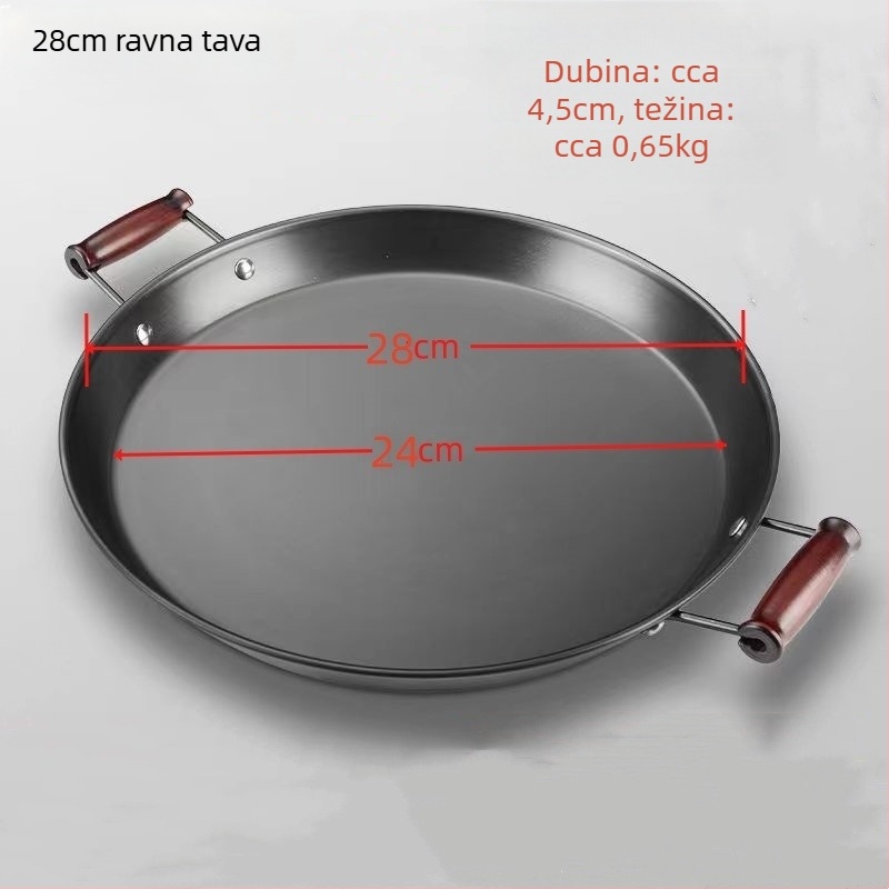 Tegpanakij tiganj od kovanog željeza, bez premaza, univerzalna kompatibilnost s plinskim/indukcijskim pločama, s dvostrukim ručkama, model ZRDF001