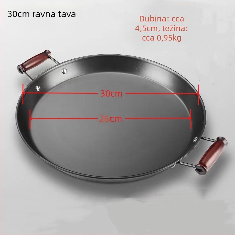 Tegpanakij tiganj od kovanog željeza, bez premaza, univerzalna kompatibilnost s plinskim/indukcijskim pločama, s dvostrukim ručkama, model ZRDF001