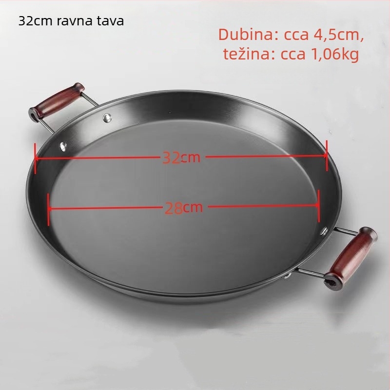 Tegpanakij tiganj od kovanog željeza, bez premaza, univerzalna kompatibilnost s plinskim/indukcijskim pločama, s dvostrukim ručkama, model ZRDF001