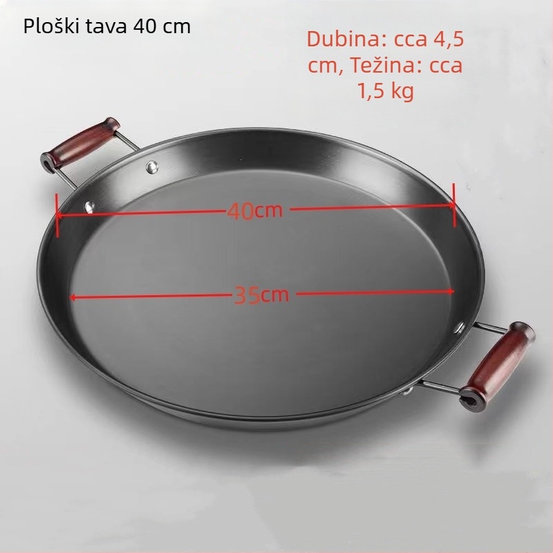 Tegpanakij tiganj od kovanog željeza, bez premaza, univerzalna kompatibilnost s plinskim/indukcijskim pločama, s dvostrukim ručkama, model ZRDF001