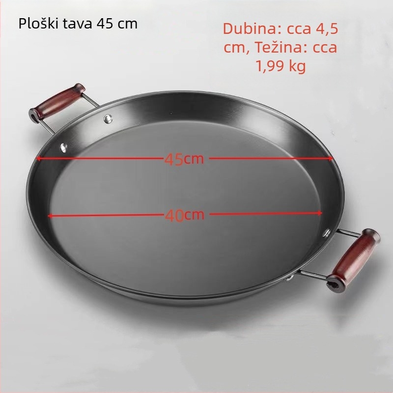 Tegpanakij tiganj od kovanog željeza, bez premaza, univerzalna kompatibilnost s plinskim/indukcijskim pločama, s dvostrukim ručkama, model ZRDF001