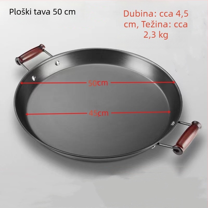 Tegpanakij tiganj od kovanog željeza, bez premaza, univerzalna kompatibilnost s plinskim/indukcijskim pločama, s dvostrukim ručkama, model ZRDF001