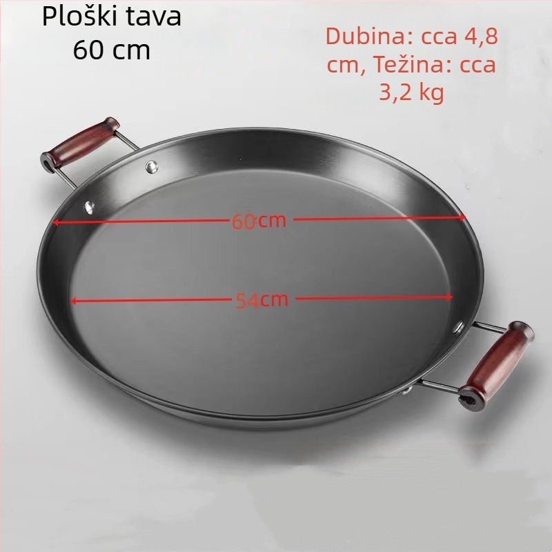 Tegpanakij tiganj od kovanog željeza, bez premaza, univerzalna kompatibilnost s plinskim/indukcijskim pločama, s dvostrukim ručkama, model ZRDF001