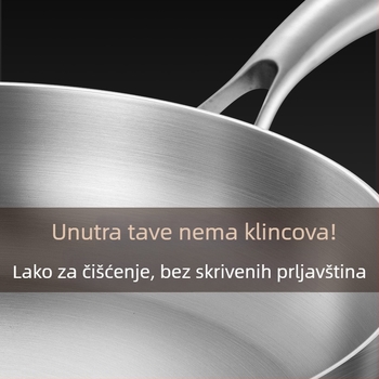 Neprijanjajući tiganj za palačinke i steakove, od nehrđajućeg čelika 316, indukcijska kompatibilnost, višeslojno dno, stakleni poklopac, težina 2 kg, Steel Laimei