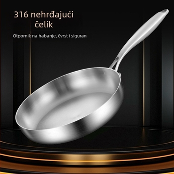 Neprijanjajući tiganj za palačinke i steakove, od nehrđajućeg čelika 316, indukcijska kompatibilnost, višeslojno dno, stakleni poklopac, težina 2 kg, Steel Laimei