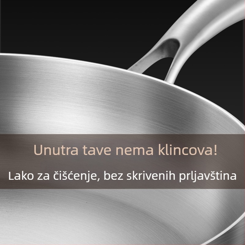 Neprijanjajući tiganj za palačinke i steakove, od nehrđajućeg čelika 316, indukcijska kompatibilnost, višeslojno dno, stakleni poklopac, težina 2 kg, Steel Laimei