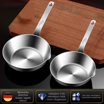 Tava za prženje od 316 nerđajućeg čelika s trostrukim dnom, bez premaza, s odvodnim otvorom, mini veličina