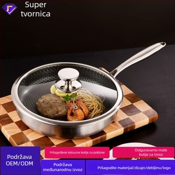 Meilun wok od nehrđajućeg čelika 316, višeslojno dno, staklena poklopac, neprianjajući premaz