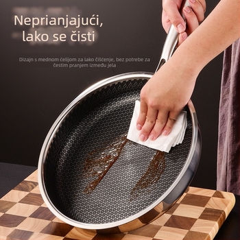 Meilun wok od nehrđajućeg čelika 316, višeslojno dno, staklena poklopac, neprianjajući premaz