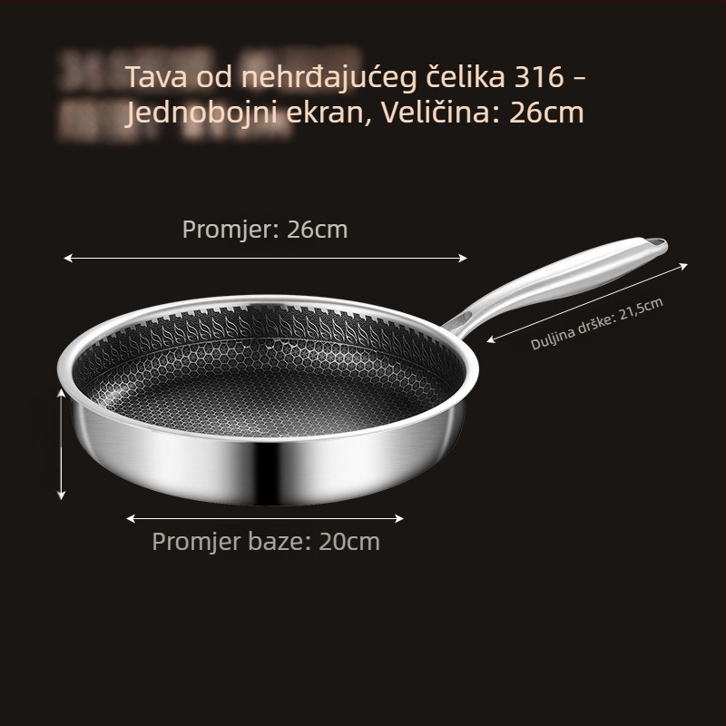 Meilun wok od nehrđajućeg čelika 316, višeslojno dno, staklena poklopac, neprianjajući premaz