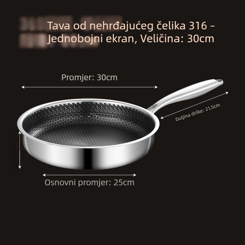 Meilun wok od nehrđajućeg čelika 316, višeslojno dno, staklena poklopac, neprianjajući premaz