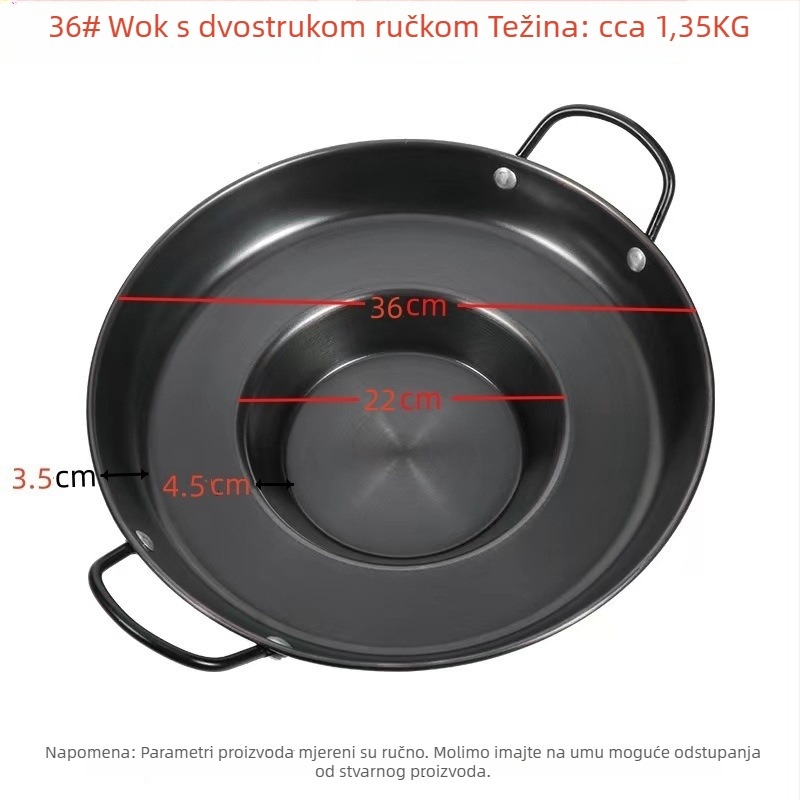 Tava od kovanog željeza nitridirana, debela, otporna na hrđu, bez premaza, model DHLG002, pogodna za plin i indukciju
