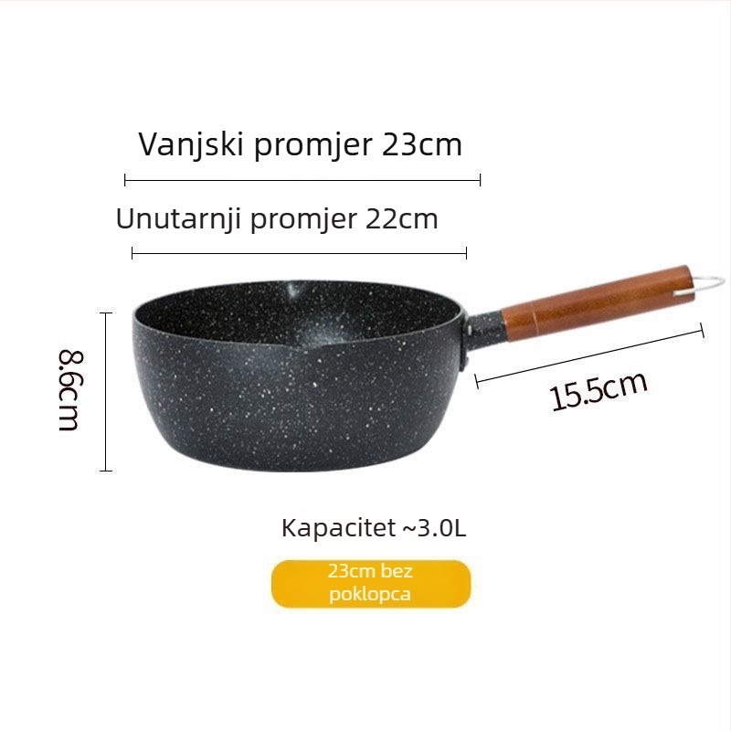 Lonac za mlijeko od željeza s neprijanjajućim premazom, model NG001, poklop od kaljenog stakla