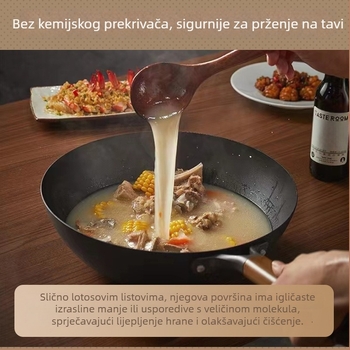 Wok od rafiniranog željeza s nitridiranjem, bez premaza, model TG001, težina 3,2 kg
