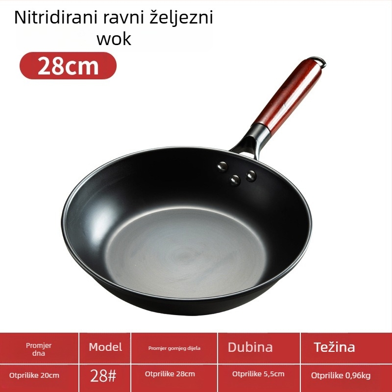 Nitridirano plosnato tava od finog željeza, jednostruko dno, pogodna za plinske i indukcijske ploče, 1–3 kg