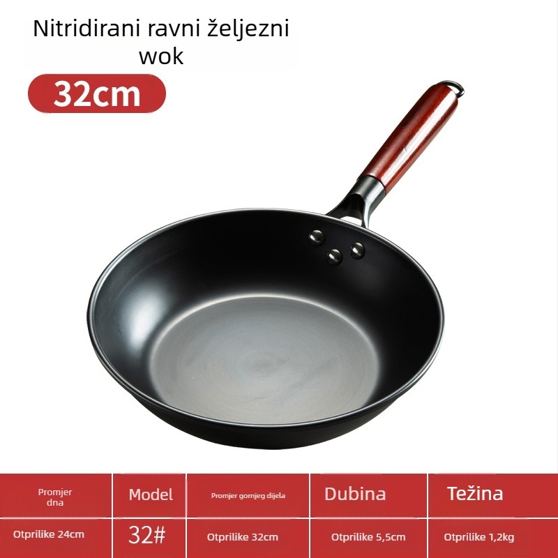 Nitridirano plosnato tava od finog željeza, jednostruko dno, pogodna za plinske i indukcijske ploče, 1–3 kg