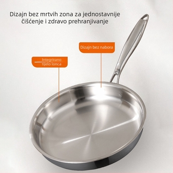 Tava s ravnim dnom od 316 nehrđajućeg čelika, bez premaza, prehrambene klase, debela, kompatibilna s indukcijskom pločom