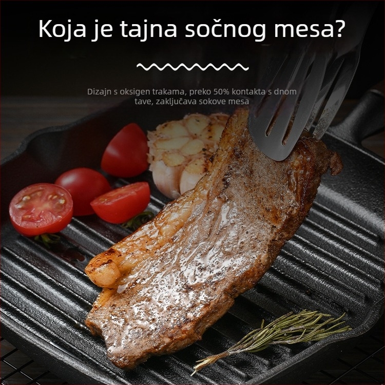 Tiganj za prženje s ravnim dnom od lijevanog željeza, model NPJG, dubina 3 cm, težina 1 kg, bezdimni