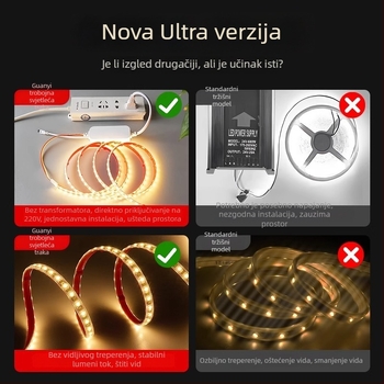 LED traka za dnevni boravak – prigušiva, 192 LED, 7W, 220V, daljinski upravljač, vodootporna, Sanan Optoelectronics LED čip