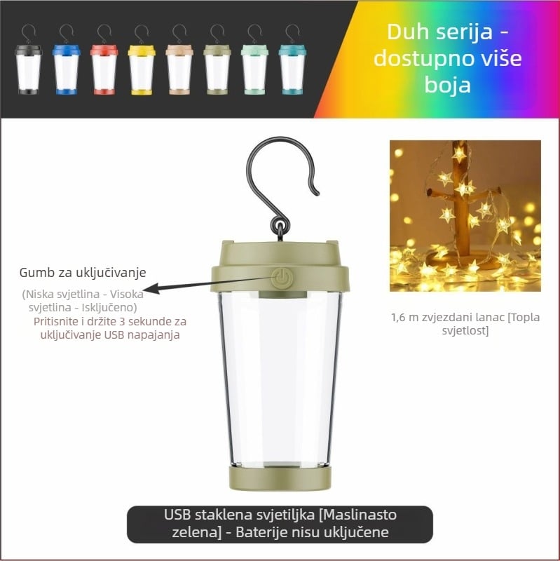 Jiadi LED svjetlo za kampiranje – Punjiva 5V LED niz svjetala s prekidačem