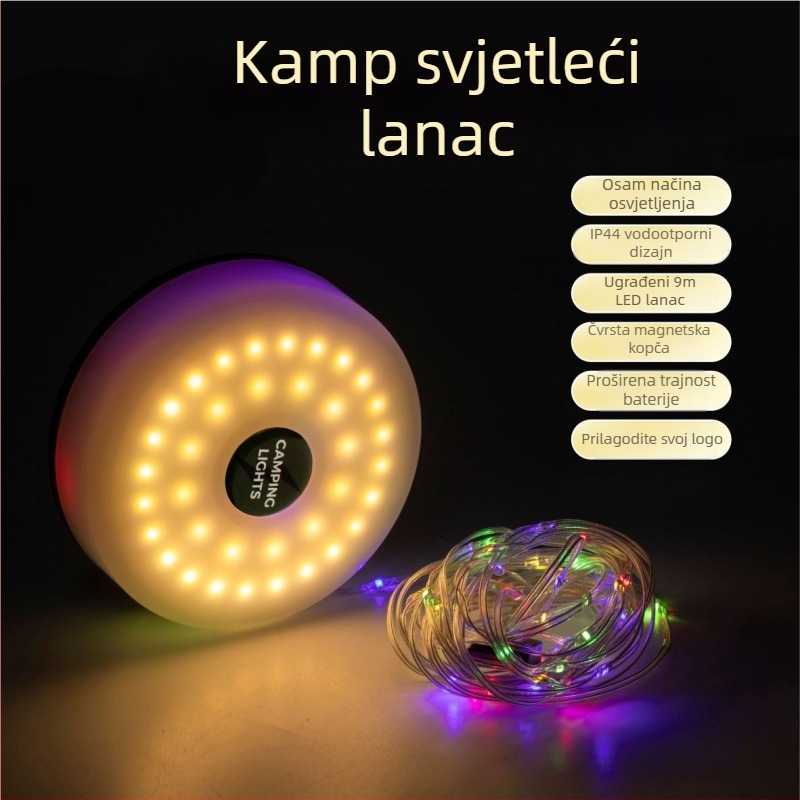 Jiadi LED svjetlo za kampiranje – Punjiva 5V LED niz svjetala s prekidačem