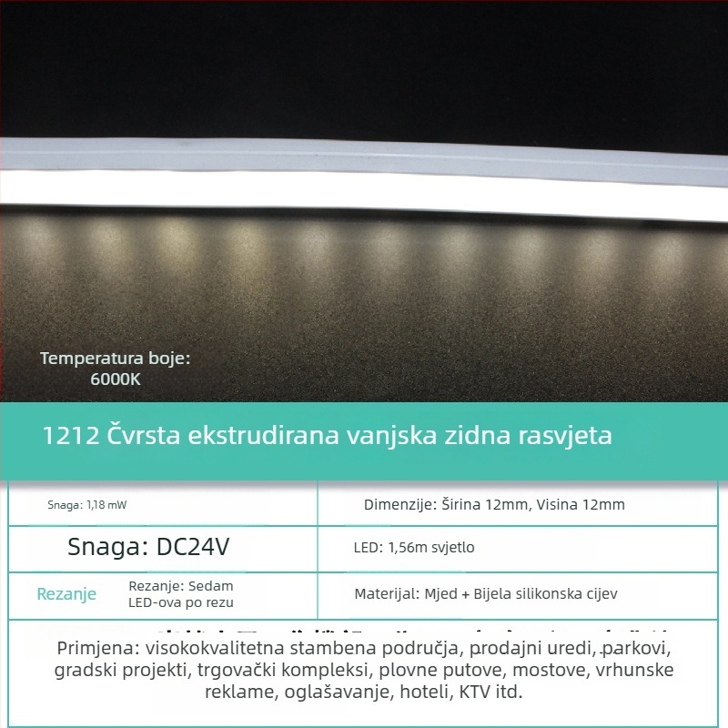 Vanjska vodootporna LED traka za pranje zidova, 18W, 2835 LED, 56/m, 30° snop