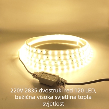 LED traka 2835, 220V, dvostruki red, 120 LED, Sanan LED čipovi