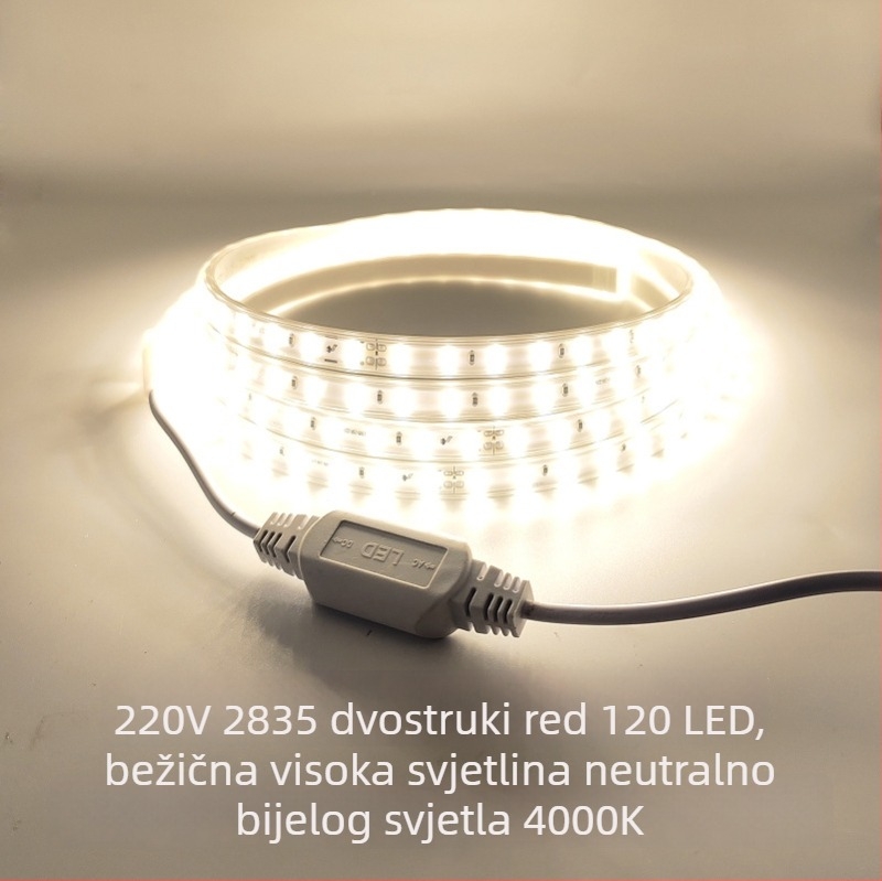 LED traka 2835, 220V, dvostruki red, 120 LED, Sanan LED čipovi