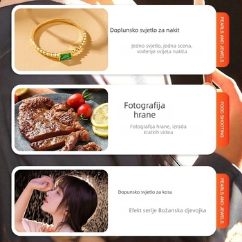 Prijenosno svjetlo za fotografiju s COB LED, 6500K hladno bijelo, podesiva jačina, E27 utičnica, 24V/3A