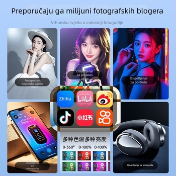 Prijenosno RGB osvjetljenje za osvjetljavanje fotografija na mobitelu — ručna selfie lampica s višestupanjskim podešavanjem svjetla, max. 10W, 3,7V, prilagodljivo procesiranje