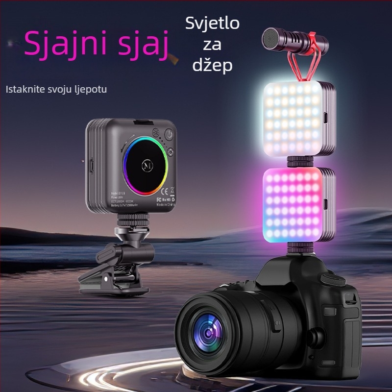 Prijenosno RGB osvjetljenje za osvjetljavanje fotografija na mobitelu — ručna selfie lampica s višestupanjskim podešavanjem svjetla, max. 10W, 3,7V, prilagodljivo procesiranje