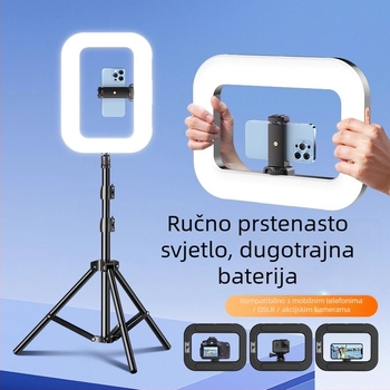 Ručna LED prstenasta svjetiljka sa držačem za telefon, YM-200, prilagodljiva temperatura boje 2500K-9900K, snaga 10-50W, napon 5V