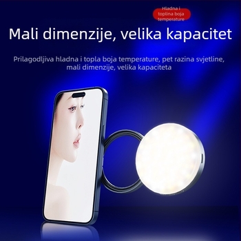 LED rasvjeta za telefon s magnetskim držačem, prijenosna svjetlost sa zrcalom za live stream, fotografiranje i video