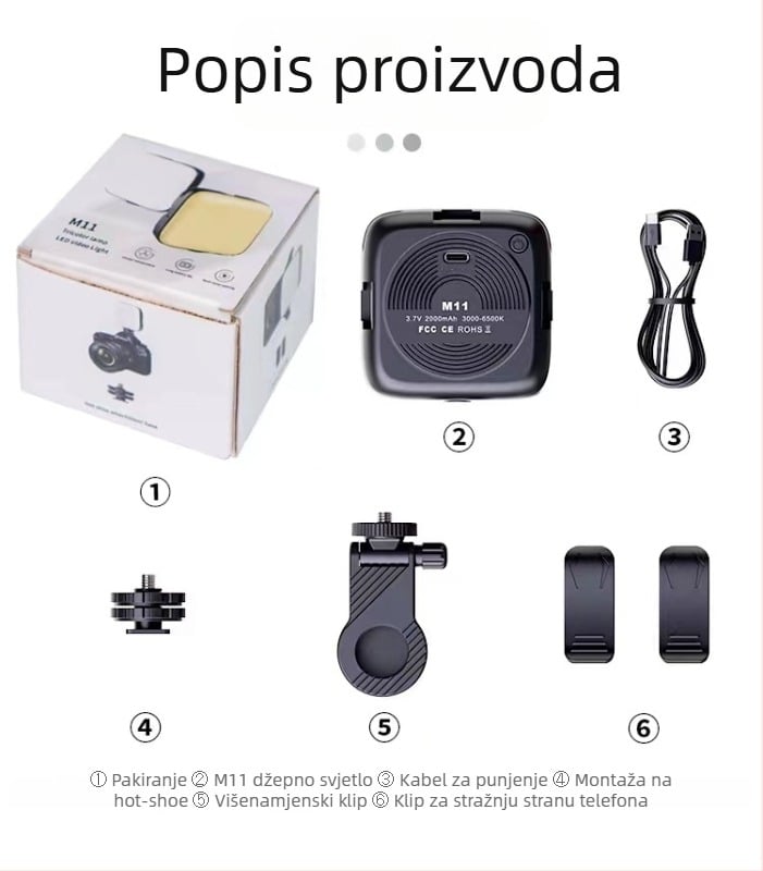 LED rasvjeta za telefon s magnetskim držačem, prijenosna svjetlost sa zrcalom za live stream, fotografiranje i video