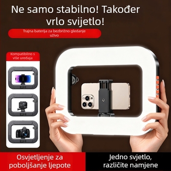 Prijenosna LED ring svjetiljka za selfie i live stream na mobitelu, s ugrađenom baterijom, napajanje 5V, snaga 10–50W