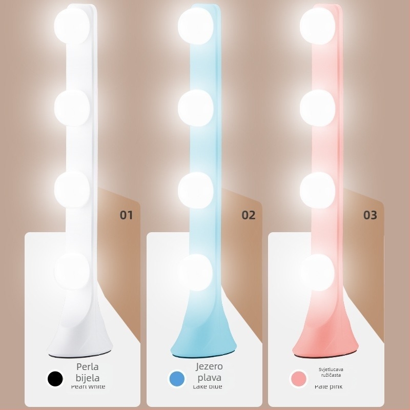 LED stolno svjetlo za osvjetljavanje s četiri reda LED, 10W, ulaz 5V, stolna upotreba, tri postavke temperature boje, za prijenos uživo, fotografiranje, snimanje videa i šminkanje