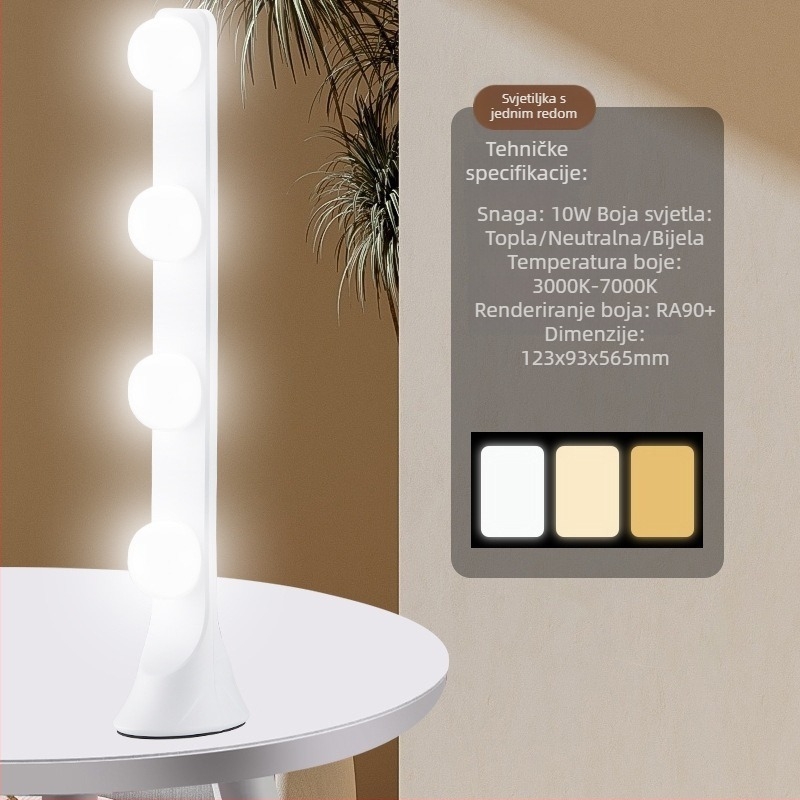 LED stolno svjetlo za osvjetljavanje s četiri reda LED, 10W, ulaz 5V, stolna upotreba, tri postavke temperature boje, za prijenos uživo, fotografiranje, snimanje videa i šminkanje