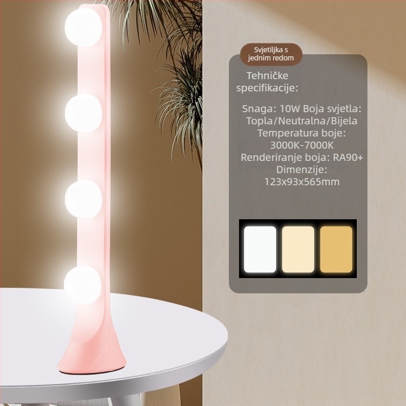 LED stolno svjetlo za osvjetljavanje s četiri reda LED, 10W, ulaz 5V, stolna upotreba, tri postavke temperature boje, za prijenos uživo, fotografiranje, snimanje videa i šminkanje