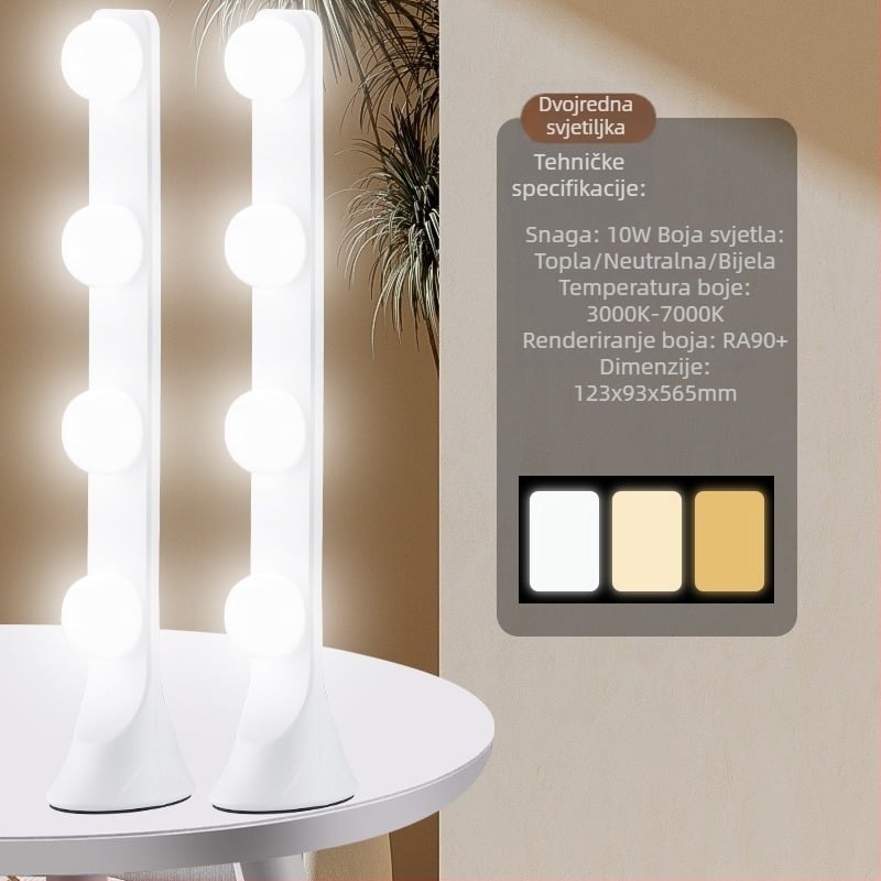 LED stolno svjetlo za osvjetljavanje s četiri reda LED, 10W, ulaz 5V, stolna upotreba, tri postavke temperature boje, za prijenos uživo, fotografiranje, snimanje videa i šminkanje