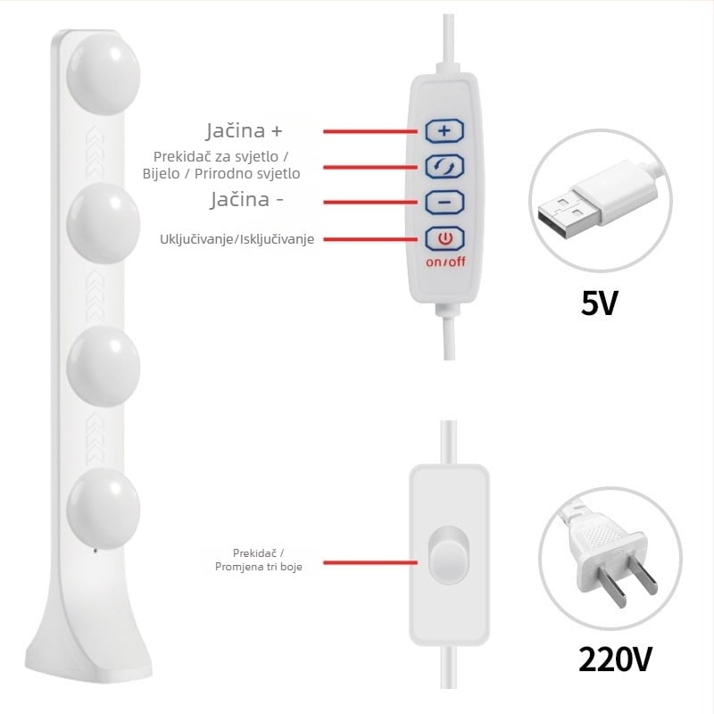 LED stolno osvjetljenje za streaming s tri temperature boje, 10W, 220V, modeli PD-55/PD-56/PD-67/PD-68