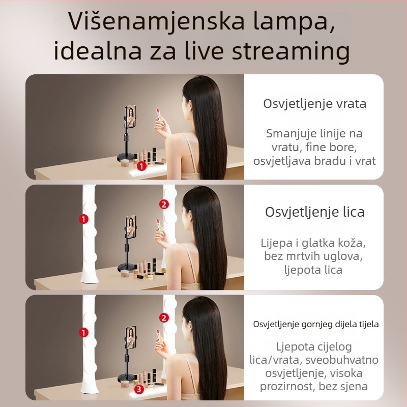 LED dopunska svjetiljka za livestream, podesiva jačina svjetla, 10–50W, 220V, vertikalna upotreba