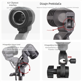 Prenosno svjetlo za fotografiju s E27 utičnicom – LED izvor za livestream i snimanje videa