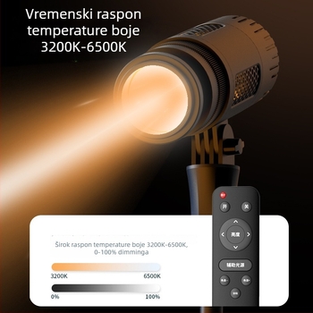 Prijenosno fotografijsko svjetlo s COB izvorom za stražnje osvjetljenje, 50W, 3000–6000K, domet 10 m