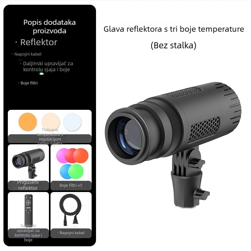 Prijenosno fotografijsko svjetlo s COB izvorom za stražnje osvjetljenje, 50W, 3000–6000K, domet 10 m