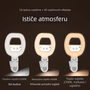 Prijenosno svjetlo za fotografiju – kompaktna ručna stolna rasvjeta za prijenos uživo i fotografiranje (5V, <10W, 2700–7500K, podesiva jačina svjetla, podesiva temperatura boje)