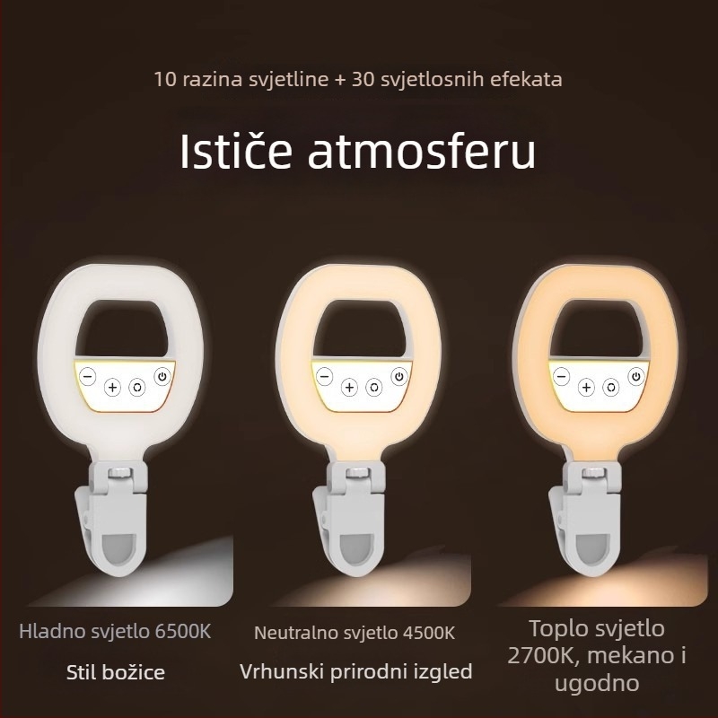 Prijenosno svjetlo za fotografiju – kompaktna ručna stolna rasvjeta za prijenos uživo i fotografiranje (5V, <10W, 2700–7500K, podesiva jačina svjetla, podesiva temperatura boje)